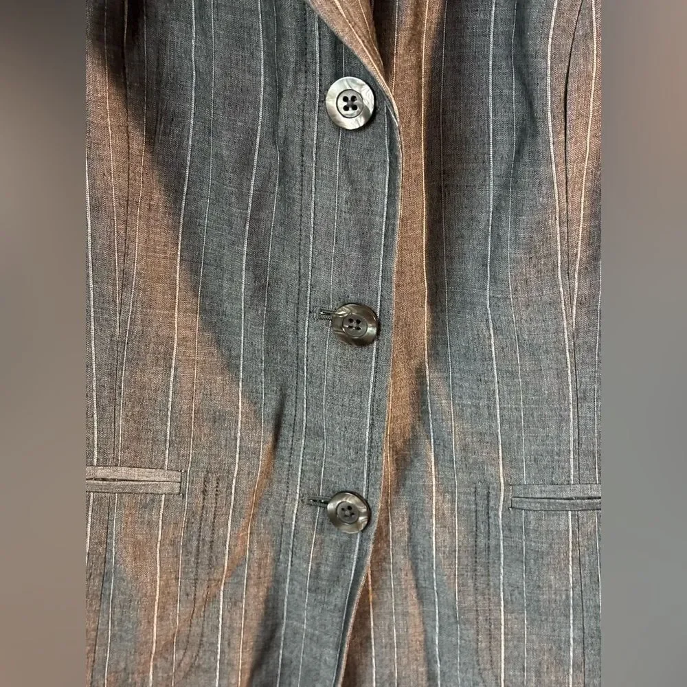 Ellen Tracy Gray Pinstripe Blazer Office Business Suit Separate Size 12